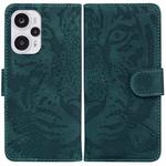 For Xiaomi Poco F5 / Redmi Note 12 Turbo Tiger Embossing Pattern Leather Phone Case(Green)