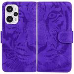 For Xiaomi Poco F5 / Redmi Note 12 Turbo Tiger Embossing Pattern Leather Phone Case(Purple)