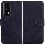 For Xiaomi Poco F5 Pro / Redmi K60 Tiger Embossing Pattern Leather Phone Case(Black)