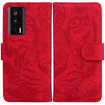 For Xiaomi Poco F5 Pro / Redmi K60 Tiger Embossing Pattern Leather Phone Case(Red)