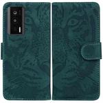 For Xiaomi Poco F5 Pro / Redmi K60 Tiger Embossing Pattern Leather Phone Case(Green)