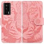 For Xiaomi Poco F5 Pro / Redmi K60 Tiger Embossing Pattern Leather Phone Case(Pink)