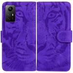 For Xiaomi Redmi Note 12S Tiger Embossing Pattern Leather Phone Case(Purple)