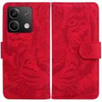 For Xiaomi Redmi Note 13 5G Tiger Embossing Pattern Leather Phone Case(Red)