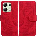 For Xiaomi Redmi Note 13 4G Global Tiger Embossing Pattern Leather Phone Case(Red)