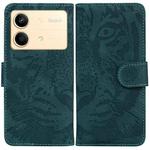 For Xiaomi Redmi Note 13R Pro Tiger Embossing Pattern Leather Phone Case(Green)