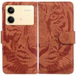 For Xiaomi Redmi Note 13R Pro Tiger Embossing Pattern Leather Phone Case(Brown)