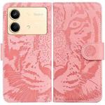 For Xiaomi Redmi Note 13R Pro Tiger Embossing Pattern Leather Phone Case(Pink)