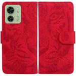 For Motorola Edge 40 Tiger Embossing Pattern Leather Phone Case(Red)