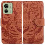 For Motorola Edge 40 Tiger Embossing Pattern Leather Phone Case(Brown)