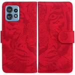 For Motorola Edge 40 Pro Tiger Embossing Pattern Leather Phone Case(Red)