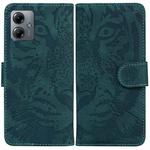 For Motorola Moto G14 Tiger Embossing Pattern Leather Phone Case(Green)