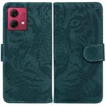 For Motorola Moto G84 Tiger Embossing Pattern Leather Phone Case(Green)