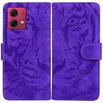 For Motorola Moto G84 Tiger Embossing Pattern Leather Phone Case(Purple)