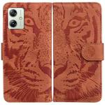 For Motorola Moto G54 Tiger Embossing Pattern Leather Phone Case(Brown)