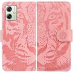 For Motorola Moto G54 Tiger Embossing Pattern Leather Phone Case(Pink)