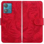 For Motorola Edge 40 Neo Tiger Embossing Pattern Leather Phone Case(Red)