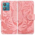 For Motorola Edge 40 Neo Tiger Embossing Pattern Leather Phone Case(Pink)