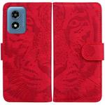 For Motorola Moto G Play 4G 2024 Tiger Embossing Pattern Leather Phone Case(Red)