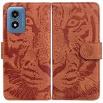 For Motorola Moto G Play 4G 2024 Tiger Embossing Pattern Leather Phone Case(Brown)
