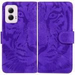 For Motorola Moto G Power 5G 2024 Tiger Embossing Pattern Leather Phone Case(Purple)