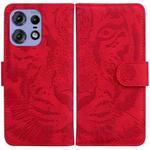 For Motorola Edge 50 Pro Tiger Embossing Pattern Leather Phone Case(Red)