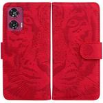 For Motorola Edge 50 Fusion Tiger Embossing Pattern Leather Phone Case(Red)