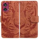 For Motorola Edge 50 Fusion Tiger Embossing Pattern Leather Phone Case(Brown)