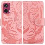 For Motorola Edge 50 Fusion Tiger Embossing Pattern Leather Phone Case(Pink)