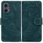 For Motorola Edge 2024 Tiger Embossing Pattern Leather Phone Case(Green)