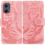 For Motorola Edge 2024 Tiger Embossing Pattern Leather Phone Case(Pink)