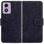 For Motorola Moto G04s / Moto E14 Tiger Embossing Pattern Leather Phone Case(Black)