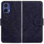 For Motorola Moto G85 Tiger Embossing Pattern Leather Phone Case(Black)