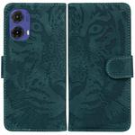 For Motorola Moto G85 Tiger Embossing Pattern Leather Phone Case(Green)