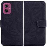 For Motorola Moto G55 Tiger Embossing Pattern Leather Phone Case(Black)