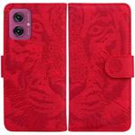 For Motorola Moto G55 Tiger Embossing Pattern Leather Phone Case(Red)