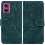 For Motorola Moto G55 Tiger Embossing Pattern Leather Phone Case(Green)