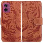 For Motorola Moto G55 Tiger Embossing Pattern Leather Phone Case(Brown)