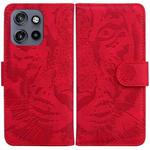 For Motorola Edge 50 Neo 5G Global Tiger Embossing Pattern Leather Phone Case(Red)