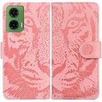 For Motorola Moto G35 Tiger Embossing Pattern Leather Phone Case(Pink)