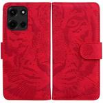 For Motorola Moto G 5G 2025 Tiger Embossing Pattern Leather Phone Case(Red)