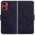 For Motorola Moto G05 / E15 Tiger Embossing Pattern Leather Phone Case(Black)