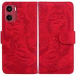 For Motorola Moto G05 / E15 Tiger Embossing Pattern Leather Phone Case(Red)