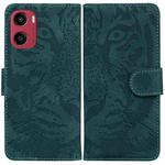 For Motorola Moto G05 / E15 Tiger Embossing Pattern Leather Phone Case(Green)