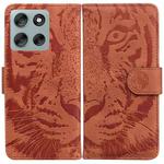 For Motorola Moto G56 5G / G66j 5G / G66y 5G Tiger Embossing Pattern Leather Phone Case(Brown)