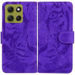 For Motorola Moto G86 5G Tiger Embossing Pattern Leather Phone Case(Purple)