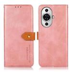 For Huawei nova 11 KHAZNEH Dual-color Cowhide Texture Flip Leather Phone Case(Rose Gold)