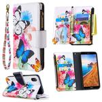 For Xiaomi Redmi 7A Colored Drawing Pattern Zipper Horizontal Flip Leather Case with Holder & Card Slots & Wallet(Two Butterflies)