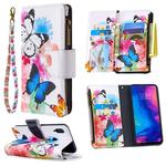 For Xiaomi Redmi Note 7 Colored Drawing Pattern Zipper Horizontal Flip Leather Case with Holder & Card Slots & Wallet(Two Butterflies)