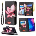 For Xiaomi Redmi Note 7 Colored Drawing Pattern Zipper Horizontal Flip Leather Case with Holder & Card Slots & Wallet(Lotus)